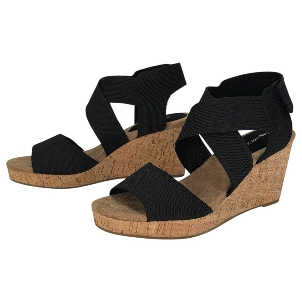 Style & Co. Sicilyy Black Cross Strap Cork Womens Wedge Sandals Size 10M - Picture 10 of 13